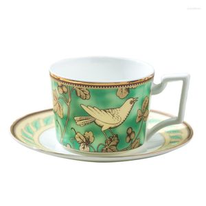 Tasses soucoupes Fortune oiseau haut de gamme porcelaine tasse à café service à thé européen et soucoupe porcelaine tasse à thé beau cadeau