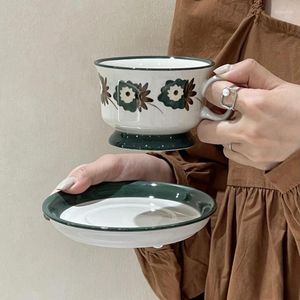 Kopjes Schoteltjes Franse Retro Ins Wind Handgeschilderde Finse Afternoon Tea Cup Meisje Hart Keramiek Koffie Ontbijtgranen Melk