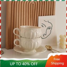 Kopjes schotels Franse stijl witte mokken koffie keramische dessert porselein cup mooie thee vaso plegable 50bd