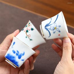 Tasses soucoupes à la main bleu et blanc porcelaine tasse à thé en céramique peinte à la main maître créatif tasse à eau bureau tasse à thé verres