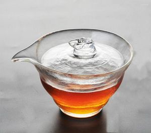 Tasses soucoupes faites à la main en verre satiné de haute qualité Gongfu thé Gaiwan brassage navire 120 ml 4.05 oz