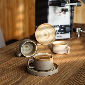 Kopjes schotels handgemaakte retro aardewerk koffie beker set keramiek met schotelmelk water mok ontbijt mokken thuis servies