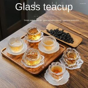 Tasses soucoupes en verre coloré résistant à la chaleur, tasse à thé Kung Fu chinois, maître givré avec soucoupe, ménage nuageux