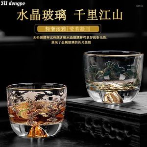 Tasses Saucers Cup en verre résistant à la chaleur Double dragons jouant avec des perles Kungfu Tea set Fored gratuitement pour les cadeaux d'entreprise PU 'er