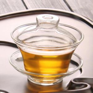Tasses Saucers résistantes à la chaleur Borosilicate Borosilicate Thé en verre Petite et la tasse est couverte la tasse de thé à la fleur de café