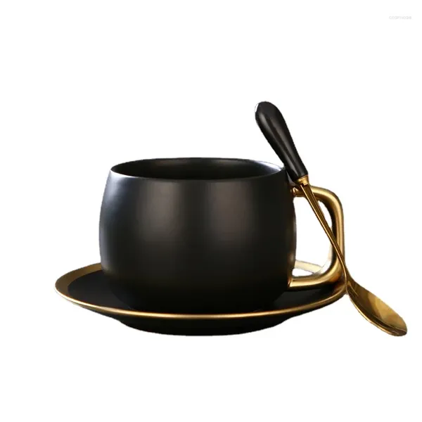 Tazas Platillos HF Estilo Americano Cambio Gradual Taza De Café De Cerámica Creativo Pintado En Oro Juego De Platos Y Ásperos Tarde Inglesa Simple