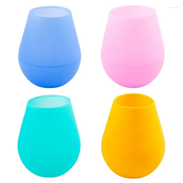 Tasses Saucers de haute qualité 1pc en silicone à vin verre boisson tasse d'eau incassable des verres de camping extérieurs pour la piscine de voyage de fête pique-nique