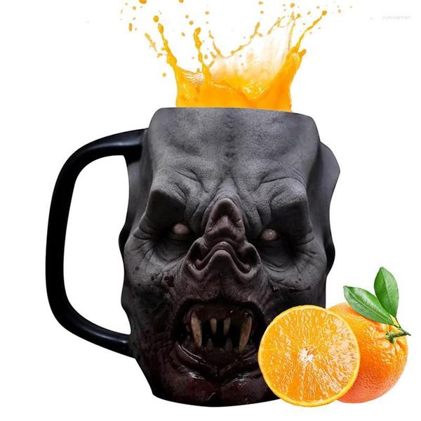 Tasses soucoupes tête d'horreur tasse à eau résine gothique bière tasse Halloween fête accessoire Figurine Portable Zombie pour boisson
