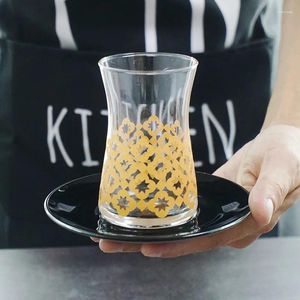 Tasses Saucers en verre importé spécial décalage turque tasse de café sans plomb avec plat tulip créatif classique