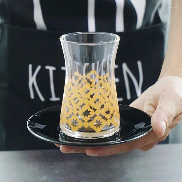 Tasses Saucers en verre importé spécial décalage turque tasse de café sans plomb avec plat tulip créatif classique