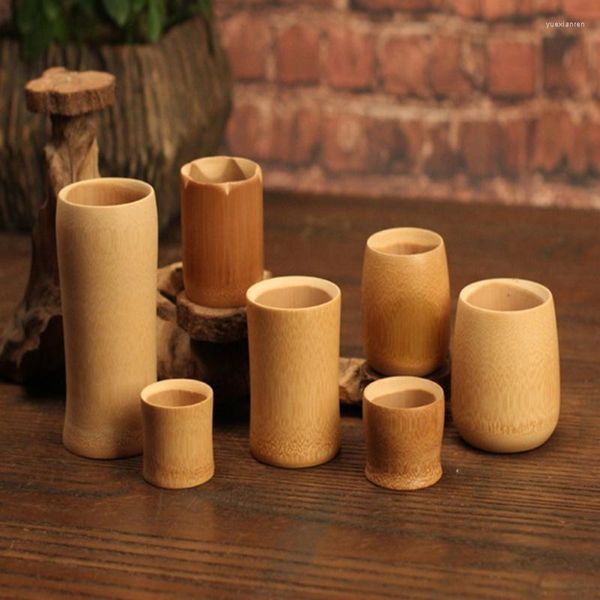 Tasses soucoupes Style japonais bambou tasse à boire Vintage thé en bois petit déjeuner lait naturel Drinkware fournitures