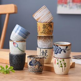 Juego de tazas y platillos de cerámica de estilo japonés para vino blanco antiguo, cafetera Retro para el hogar, taza de té clásica Shochu