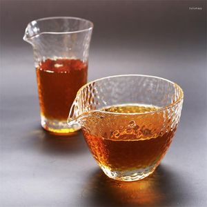 Tasses soucoupes Style japonais cristal résistant à la chaleur marteau motif verre pichets à thé clair distributeur bureau verres