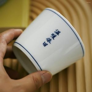 Tasses soucoupes Style japonais mi-ancien bleu et blanc maître tasse peinte à la main thé café boîte-cadeau pour envoyer des cadeaux