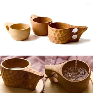Tasses Saucers Style de style japonais tasse de café en caoutchouc portable en caoutchouc de thé en bois avec une corde suspendue tasses à boire