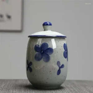 Tazas Platillos Taza De Té De Porcelana Azul Y Blanca Vintage Japonesa Con Tapa Taza De Agua De Oficina Taza De Té Pintada A Mano De Cerámica Retro