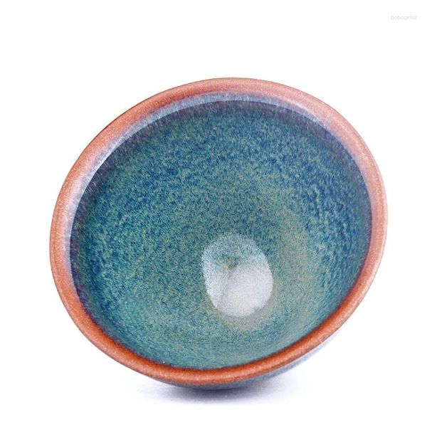 Saucers de tazas Jianyang Jianzhan Bead azul oscuro con té de té único de color trasero de color puro