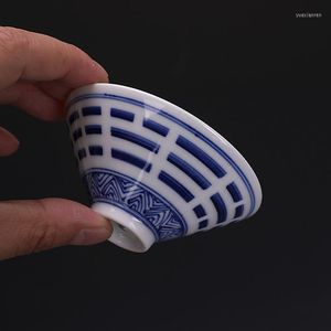 Kopjes schotels Jingdezhen blauw en witte handgeschilderde taiji bagua single cup thee hoed oude porselein antieke collectie