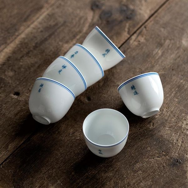 Tazas platillos Jingdezhen taza de té de porcelana pintada a mano creativa seis grados de taza manuscrita Retro Oficina taza de agua hogar Drinkwar