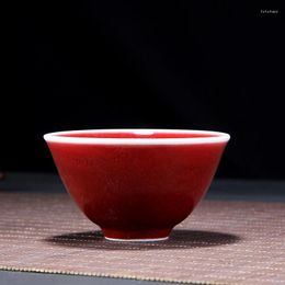 Kopjes schotels Jingdezhen Lang Red Glaze theekup handgemaakte Jun Kiln Ceramic Tea Cup Persoonlijkheid Ji Individueel