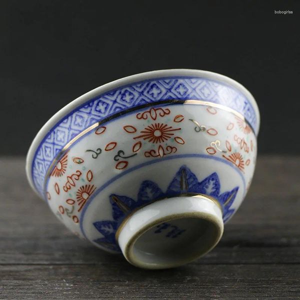 Cumas de tazas Jingdezhen Top Diez fábricas de porcelana clásica azul y blanco exquisitos tazones de té bajo nostálgico