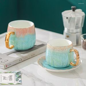 Tasses soucoupes four couleur changeante peint or tasse à café cercle créatif dégradé tasses en céramique tasses à thé et