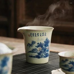 Tasses Saucers paysage en céramique ouverture poterie basse tasse chinois thé zen sea tasse tasse de thé