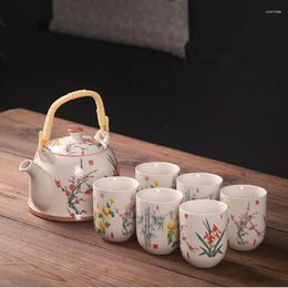 Tasses et soucoupes, grande théière rétro Antique, Pot à faisceau bleu et blanc, Six services à thé en céramique, tasse créative pour la maison, décor de salle de thé El