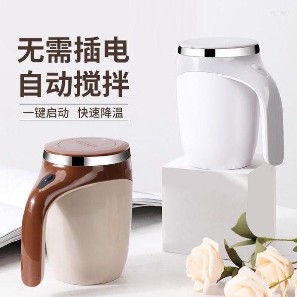 Tasses soucoupes tasse à café paresseux tasse de mélange électrique automatique 304 acier inoxydable rotatif en céramique