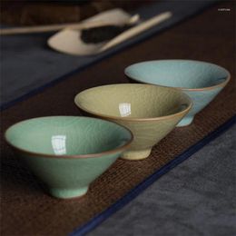 Tasses Saucers Longquan Celadon Office Teacup Ceramic Ice Glazed Master tasse de thé Set Porcelaine Home Small Bowl Drinkware