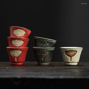 Tasses soucoupes Lotus poterie chinoise ensemble de tasses bol noir pour cérémonie tasse de thé Vintage
