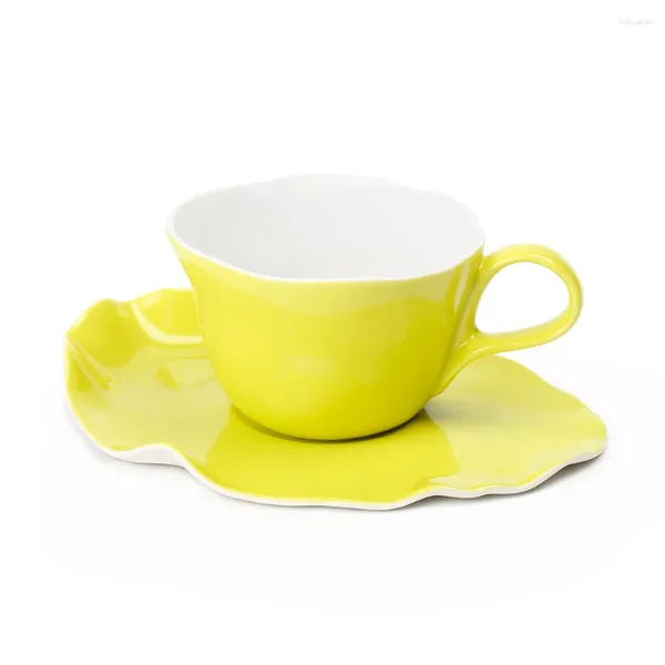 Tasses Saucers Lotus Leaf Coffee Set Ceramic Ultra-Thin Elegant Creative Cup Simple Tenez Tug