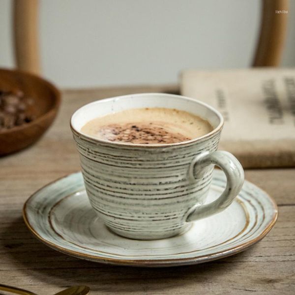 Tazas y platillos Espresso estético de lujo Vintage China Bubble Tea Drink Kitchen Tazas Para El Cafe Set