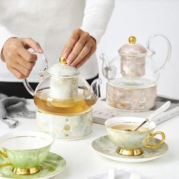 Tasses Saucers Luxury Bos Chine fellière tasse de tasse de café en porcelaine Ensemble de thé en porcelaine TEA PARI PARI CRÉATIVE CARED CADEAU BUREAGE OFFICE