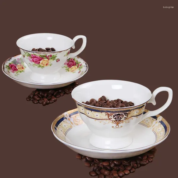 Tasses soucoupes de luxe en céramique Tasse à café Latte réutilisable esthétique fleur expresso Tasse livraison directe fournisseurs Caneca Tasse Taza boire'