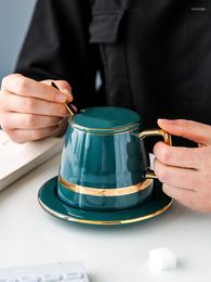 Kopjes schotels luxe koffiekopje met schotel keramisch ontwerp Noordse kantoor drinken eenvoudige vintage tazza colazione drinkware bg50bd