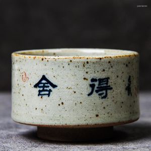Kopjes schotels meester met de hand geschilderde Chinese kalligrafie aardewerk thee Cup Set Teaware Bowl voor ceremonie koffiemokken