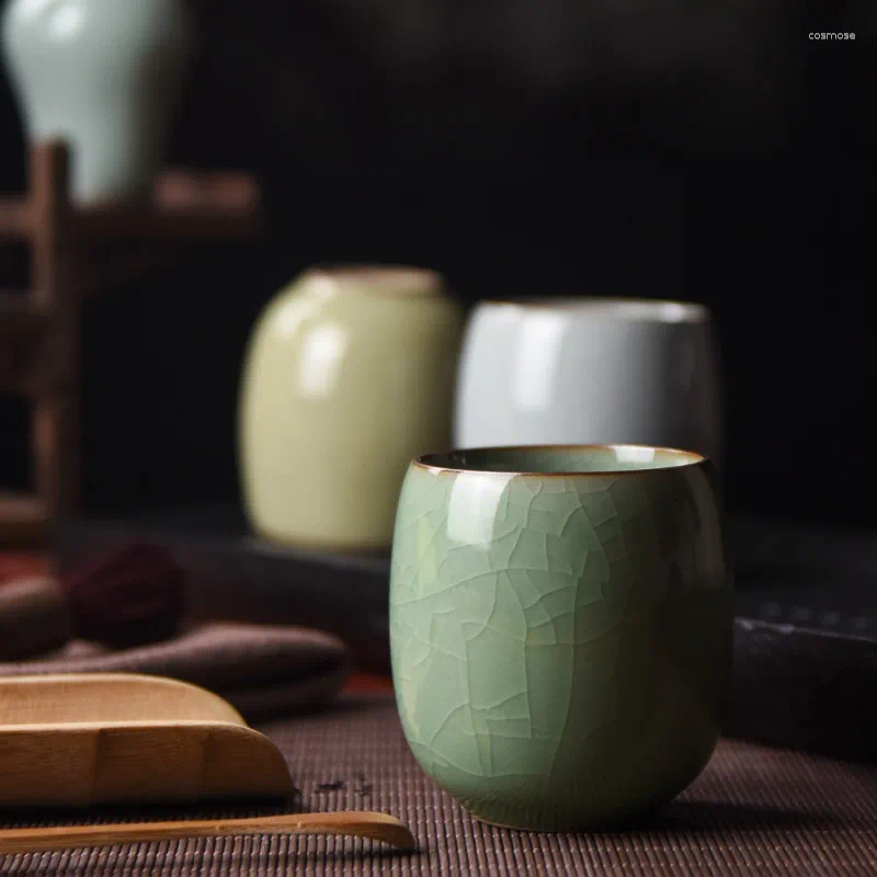 Чашки блюдцы MHV Longquan Celadon Sample Tea Cup Ceamic Creative Ice, чтобы взломать мастер -ноггин.