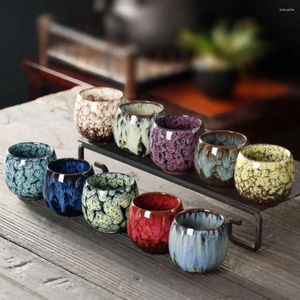 Tasses soucoupes Mini tasse à thé en porcelaine lisse en forme d'oeuf tasses à eau de couleur fantaisie Style chinois café expresso arabe
