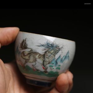 Cups Saucers Mountain and Sea Classics Vintage Chinese Pottery Tea Cup Set Teaware Animals Bowl voor ceremonie theekop Dragon Cask