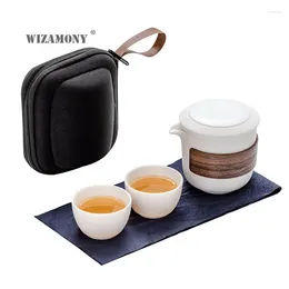 Tazas platillos de chupas jade quemando copa de grietas de porcelana blanca una olla de dos juegos de té de viaje portátiles regalos de alta gama