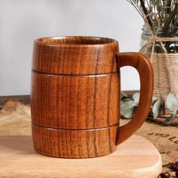 Kopjes schotels natuurlijke jujube houten bier cup bar woonkamer met handvat retro persoonlijkheid thee koffie melkdrank mug drinkware 320 ml