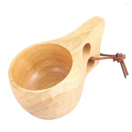 Cups Saucers Natural Wood Finse Cup Outdoor Camping draagbaar koffierubber