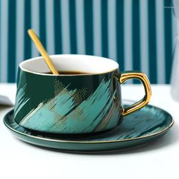 Tasses soucoupes nordique luxe moderne Tasse à café soucoupe ensemble décor créativité Art Tasses petit déjeuner Tasse en porcelaine Tasse mignonne