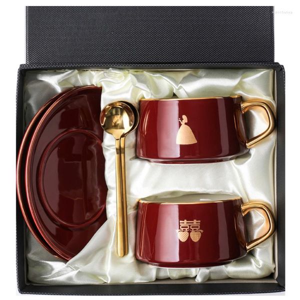 Kopjes Schotels Nordic Modern Design Kunst Koffiekop Schotel Set Creativiteit Keramische Mokken Luxe Porselein Tasse Mok Schattig