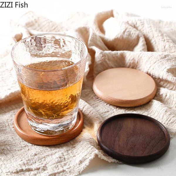 Tazas de tazas Nordic Tea Coffee Coffee Pad Phatemats Decoración de madera de nogal Palabras de nuez Duración resistente al calor Square Bebida redonda Mat 1 Pcs Tapot