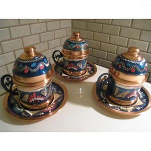 Kopjes schotels Ottomaanse stijl traditionele koperen koffie espresso cup -schotel porseleinen cover