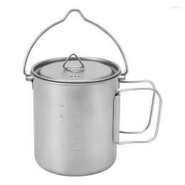 Tasses Soucoupes En Plein Air Titane Pot Tasse Tasse Pots Vaisselle Camping Pique-Nique Eau De Café Thé Avec Couvercle 750Ml