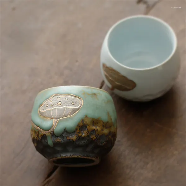 Tasses Saucers peigner des fleurs de lotus rétro en céramique tasse tasse de thé à la main tasse de tasse de ménage chinois concepteur cool tasse de café cool pour ami