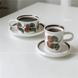 Tasses soucoupes motif tasse à café avec soucoupe Art céramique boisson Simple voyage créatif moderne Vaso Para café Drinkware